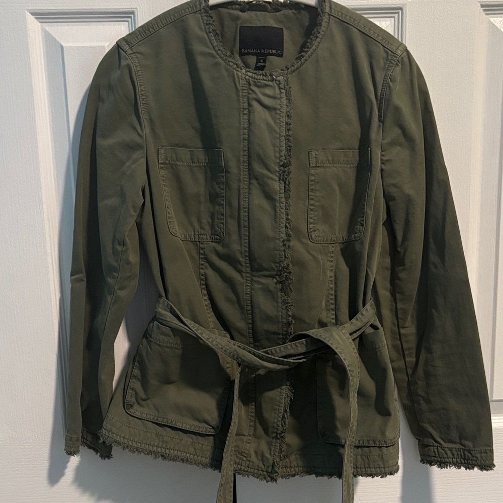 Banana Republic Khaki Green Belted Jacket